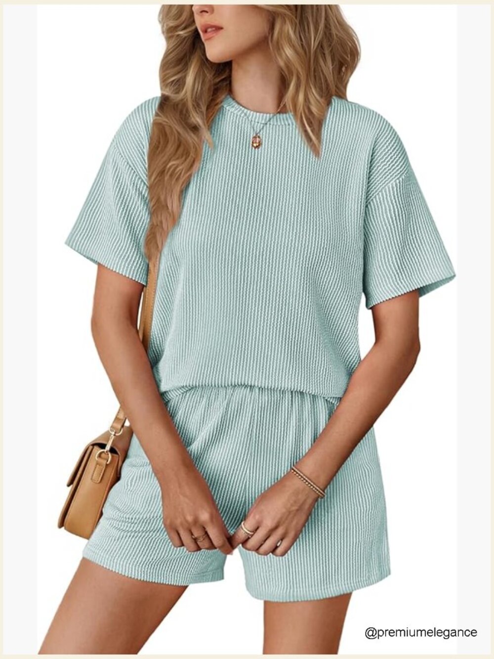 Women's 2 Piece Lounge Short Set Ribbed Knit Relaxed Fit